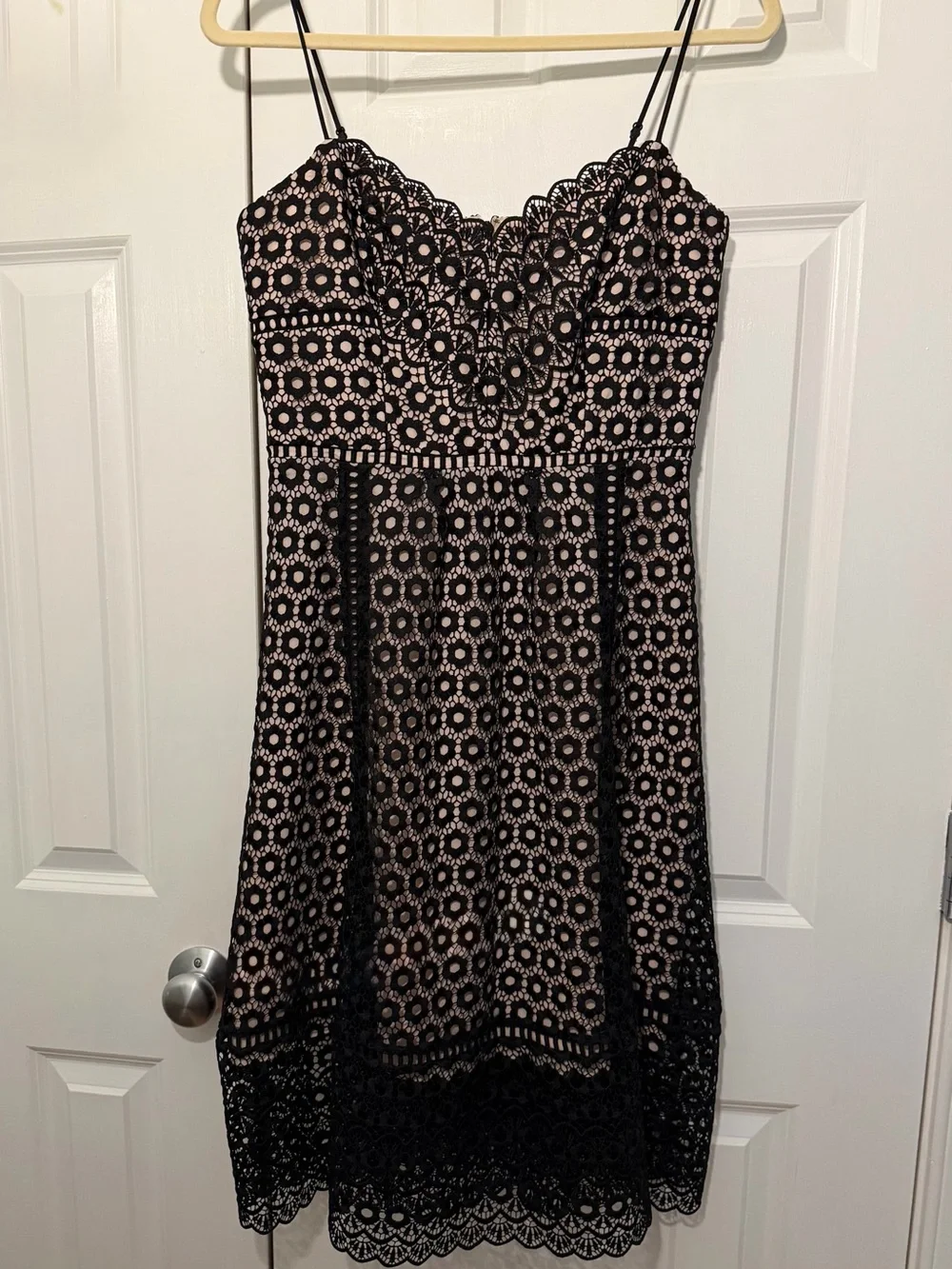 J. Crew Black Lace Midi Dress with Nude Lining